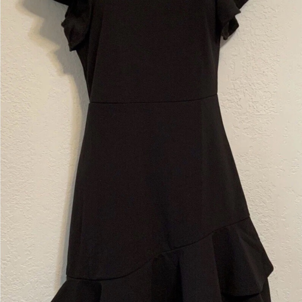 Elegant Black Ruffle Sleeve Dress - XL